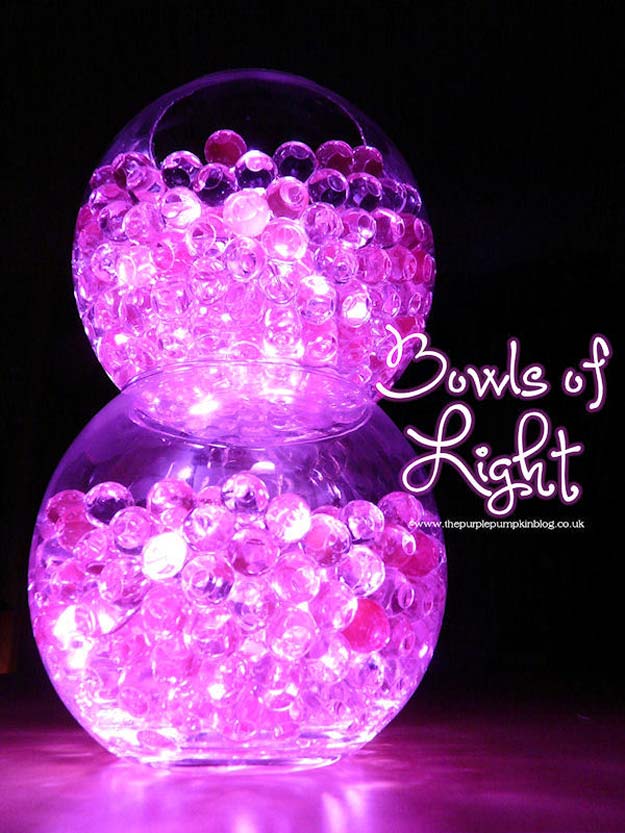 DIY Purple Room Decor - DIY Bowls of Light - Best Bedroom Ideas and Projects in Purple - Cool Accessories, Crafts, Wall Art, Lamps, Rugs, Pillows for Adults, Teen and Girls Room 