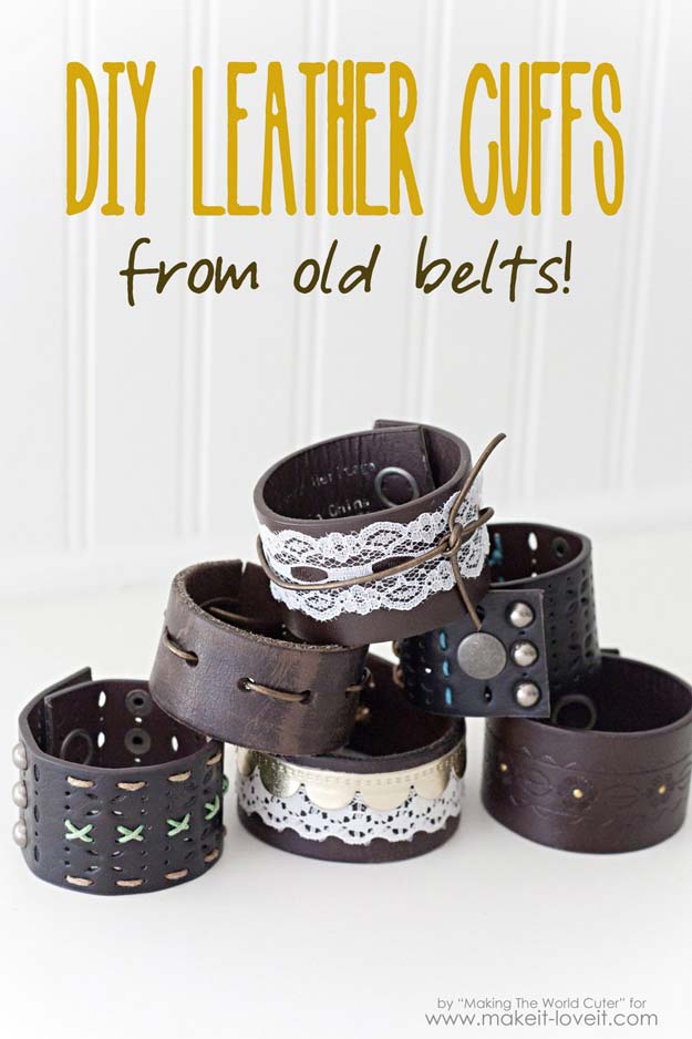 Cool Steampunk DIY Ideas - pDIY Leather Cuffs from Old Belts - Easy Home Decor, Costume Ideas, Jewelry, Crafts, Furniture and Steampunk Fashion Tutorials - Clothes, Accessories and Best Step by Step Tutorials - Creative DIY Projects for Adults, Teens and Tweens