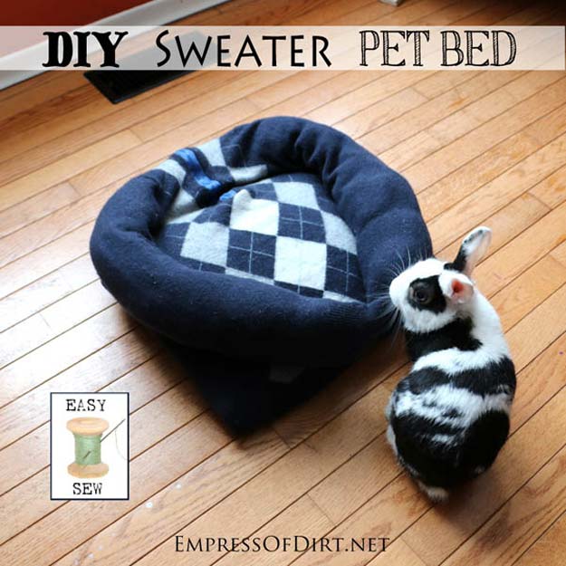 DIY Projects for Your Pet - Easy DIY Sweater Pet Bed - Cat and Dog Beds, Treats, Collars and Easy Crafts to Make for Toys - Homemade Dog Biscuits, Food and Treats - Fun Ideas for Teen, Tweens and Adults to Make for Pets 