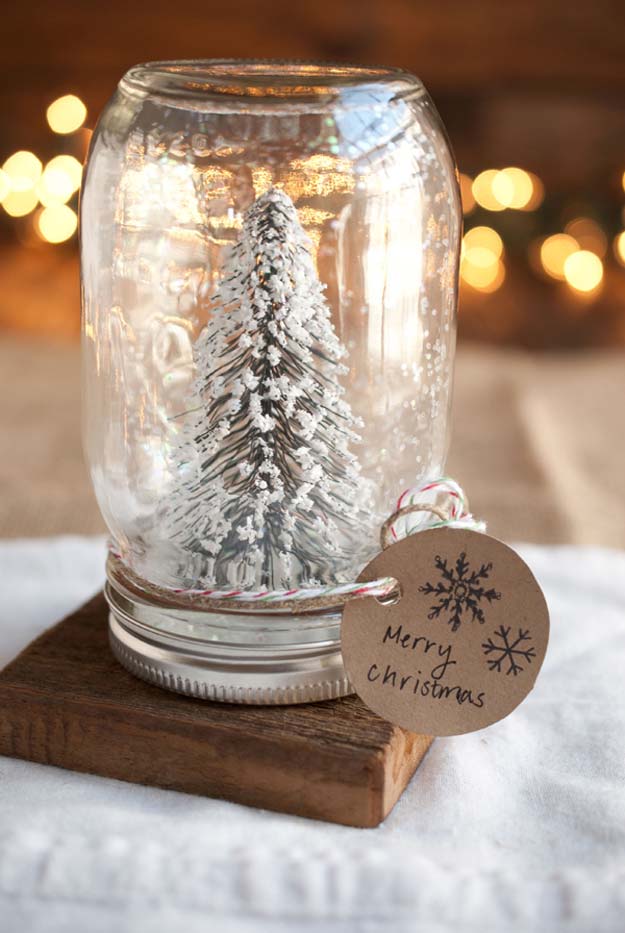 Cute DIY Mason Jar Gift Ideas for Teens - DIY Anthropologie Mason Jar Snow Globe - Best Christmas Presents, Birthday Gifts and Cool Room Decor Ideas for Girls and Boy Teenagers - Fun Crafts and DIY Projects for Snow Globes, Dollar Store Crafts and Valentines for Kids