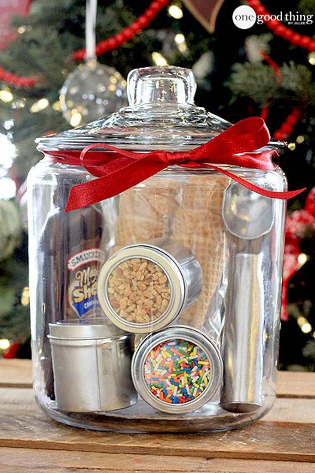 Cute DIY Mason Jar Gift Ideas for Teens - DIY Ice Cream Party In A Jar - Best Christmas Presents, Birthday Gifts and Cool Room Decor Ideas for Girls and Boy Teenagers - Fun Crafts and DIY Projects for Snow Globes, Dollar Store Crafts and Valentines for Kids