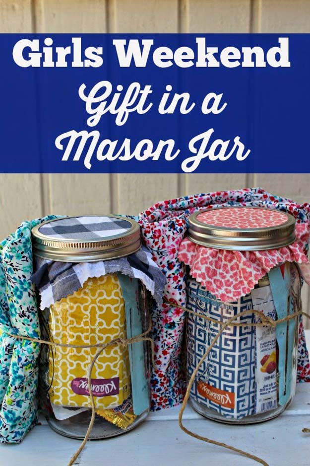 Cute DIY Mason Jar Gift Ideas for Teens - DIY Girls Weekend Gift in a Mason Jar - Best Christmas Presents, Birthday Gifts and Cool Room Decor Ideas for Girls and Boy Teenagers - Fun Crafts and DIY Projects for Snow Globes, Dollar Store Crafts and Valentines for Kids