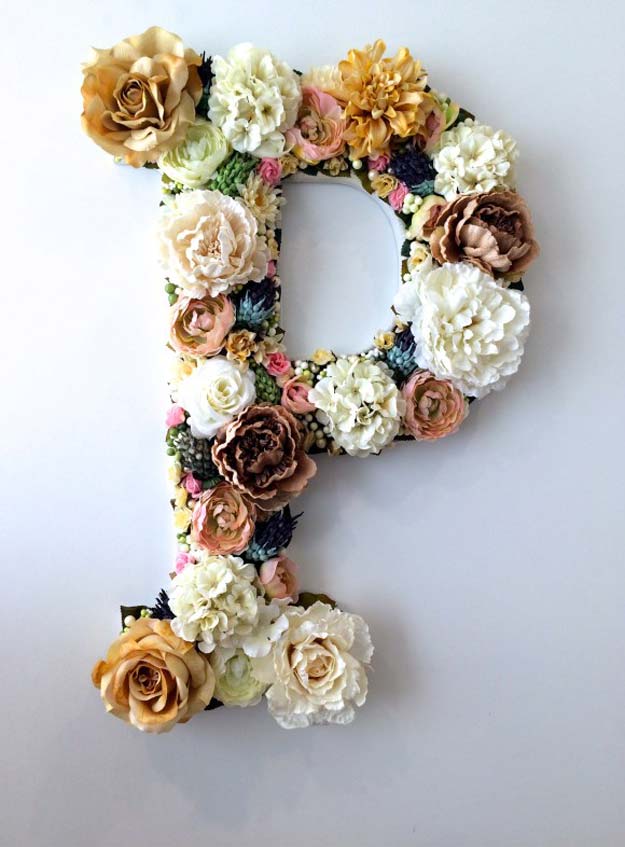 Cool Glue Gun Crafts and DIY Projects - DIY Flower Letter - Creative Ways to Use Your Glue Gun for Awesome Home Decor, DIY Gifts , Jewelry and Fashion - Fun Projects and Easy, Cheap DIY Ideas for Kids, Adults and Teens - Handmade Christmas Presents on A Budget 
