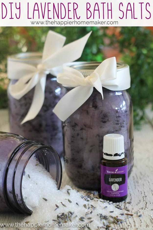 Cute DIY Mason Jar Gift Ideas for Teens - DIY Homemade Lavender Bath Salts - Best Christmas Presents, Birthday Gifts and Cool Room Decor Ideas for Girls and Boy Teenagers - Fun Crafts and DIY Projects for Snow Globes, Dollar Store Crafts and Valentines for Kids