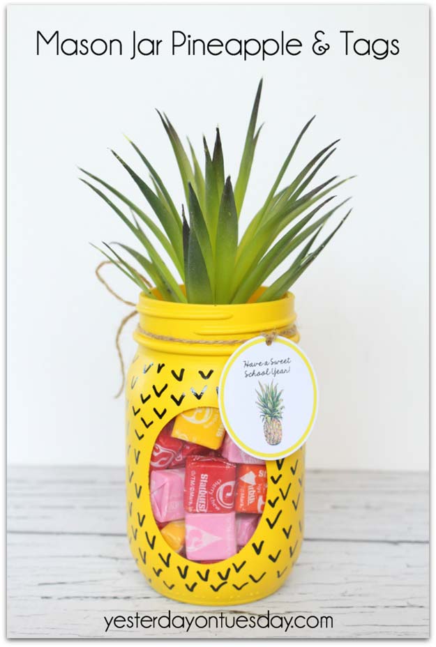 Cute DIY Mason Jar Gift Ideas for Teens - DIY Mason Jar Pineapple - Best Christmas Presents, Birthday Gifts and Cool Room Decor Ideas for Girls and Boy Teenagers - Fun Crafts and DIY Projects for Snow Globes, Dollar Store Crafts and Valentines for Kids
