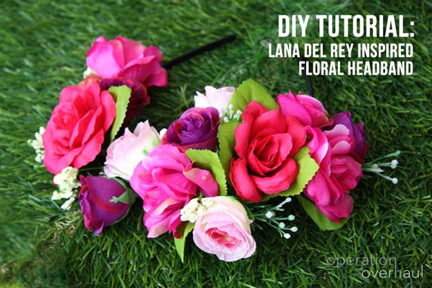 Cool Glue Gun Crafts and DIY Projects - DIY Lana Del Rey Inspired Floral Headband - Creative Ways to Use Your Glue Gun for Awesome Home Decor, DIY Gifts , Jewelry and Fashion - Fun Projects and Easy, Cheap DIY Ideas for Kids, Adults and Teens - Handmade Christmas Presents on A Budget 