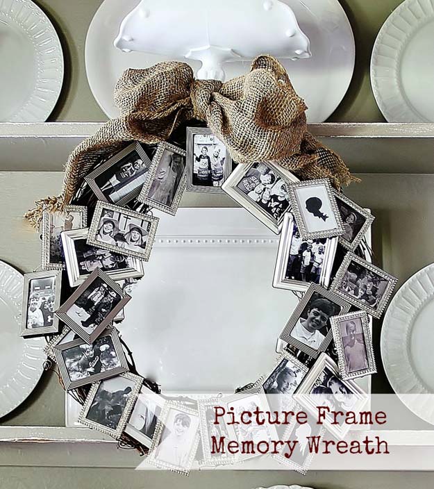DIY Christmas Presents For Mom and Dad - DIY Picture Frame Memory Wreath - Cheap DIY Gifts for Parents