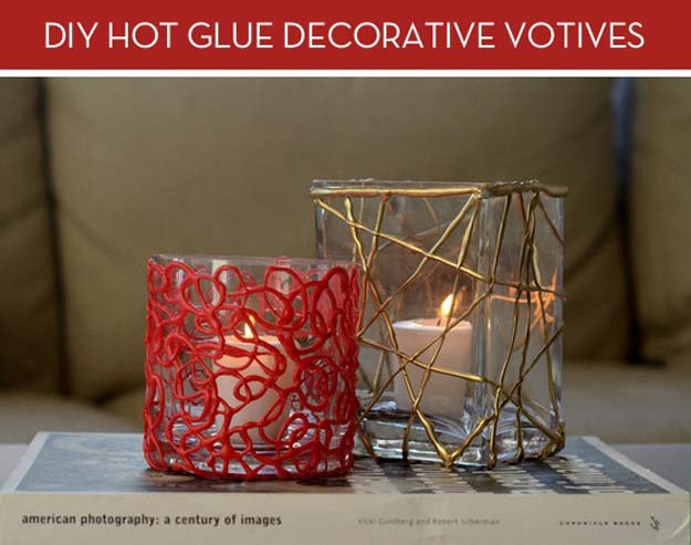 Cool Glue Gun Crafts and DIY Projects - DIY Candle Holder - Creative Ways to Use Your Glue Gun for Awesome Home Decor, DIY Gifts , Jewelry and Fashion - Fun Projects and Easy, Cheap DIY Ideas for Kids, Adults and Teens - Handmade Christmas Presents on A Budget 