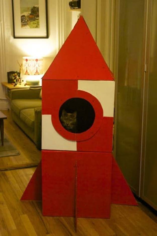 DIY Projects for Your Pet - Cheap and Easy Cardboard Cat Rocket House- Cat and Dog Beds, Treats, Collars and Easy Crafts to Make for Toys - Homemade Dog Biscuits, Food and Treats - Fun Ideas for Teen, Tweens and Adults to Make for Pets 