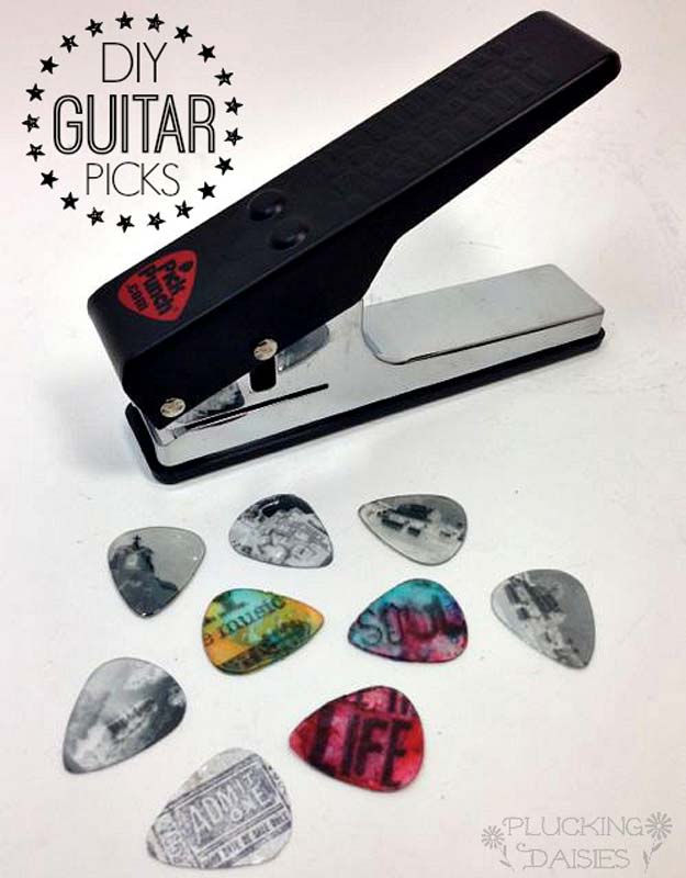 Cool DIY Gifts to Make For Your Boyfriend - DIY Custom Guitar Picks with Pick Punch - Easy, Cheap and Awesome Gift Ideas to Make for Guys - Fun Crafts and Presents to Give to Boyfriends - Men Love These Gift Card Holders, Mason Jar Kits, Thoughtful Handmade Christmas Gifts - DIY Projects for Teens #diygifts #teencrafts