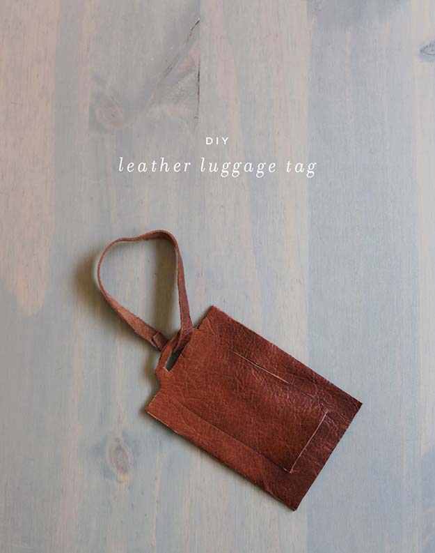 Cool DIY Gifts to Make For Your Boyfriend - DIY Leather Luggage Tag - Easy, Cheap and Awesome Gift Ideas to Make for Guys - Fun Crafts and Presents to Give to Boyfriends - Men Love These Gift Card Holders, Mason Jar Kits, Thoughtful Handmade Christmas Gifts - DIY Projects for Teens #diygifts #teencrafts