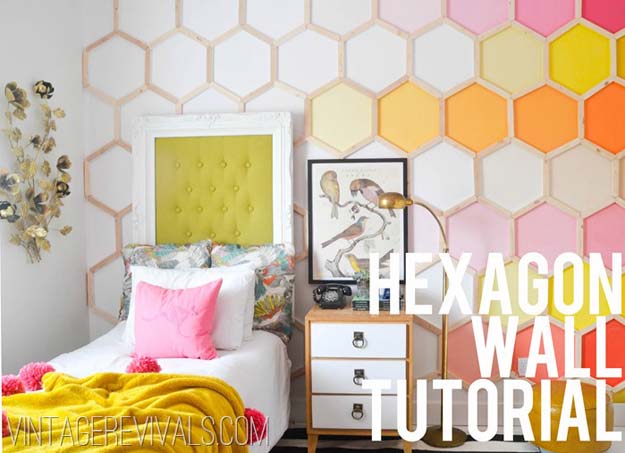 DIY Wall Art Ideas for Teen Rooms - DIY Honeycomb Hexagon Wall Treatment - Cheap and Easy Wall Art Projects for Teenagers - Girls and Boys Crafts for Walls in Bedrooms - Fun Home Decor on A Budget - Cool Canvas Art, Paintings and DIY Projects for Teens 