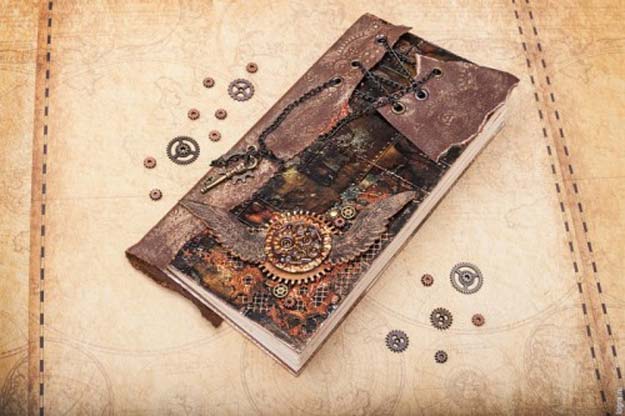 Cool Steampunk DIY Ideas - DIY Steampunk Notebook - Easy Home Decor, Costume Ideas, Jewelry, Crafts, Furniture and Steampunk Fashion Tutorials - Clothes, Accessories and Best Step by Step Tutorials - Creative DIY Projects for Adults, Teens and Tweens