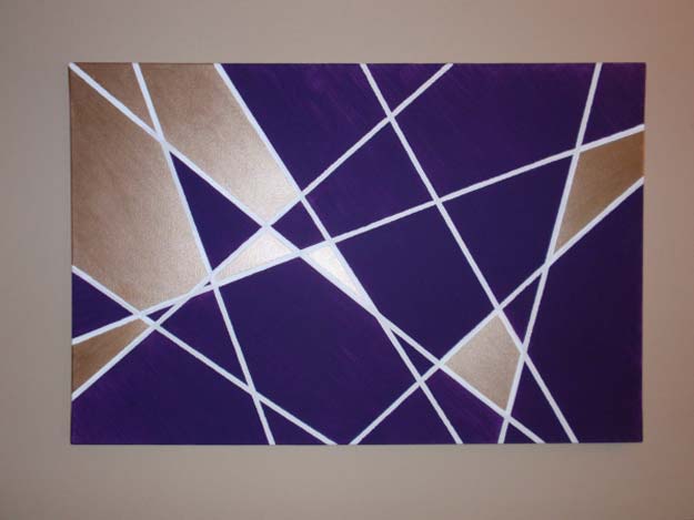 DIY Purple Room Decor - DIY Geometric Wall Art - Best Bedroom Ideas and Projects in Purple - Cool Accessories, Crafts, Wall Art, Lamps, Rugs, Pillows for Adults, Teen and Girls Room 