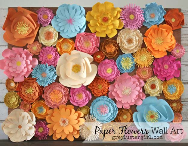 DIY Wall Art Ideas for Teen Rooms - DIY Paper Flowers Wall Art - Cheap and Easy Wall Art Projects for Teenagers - Girls and Boys Crafts for Walls in Bedrooms - Fun Home Decor on A Budget - Cool Canvas Art, Paintings and DIY Projects for Teens 