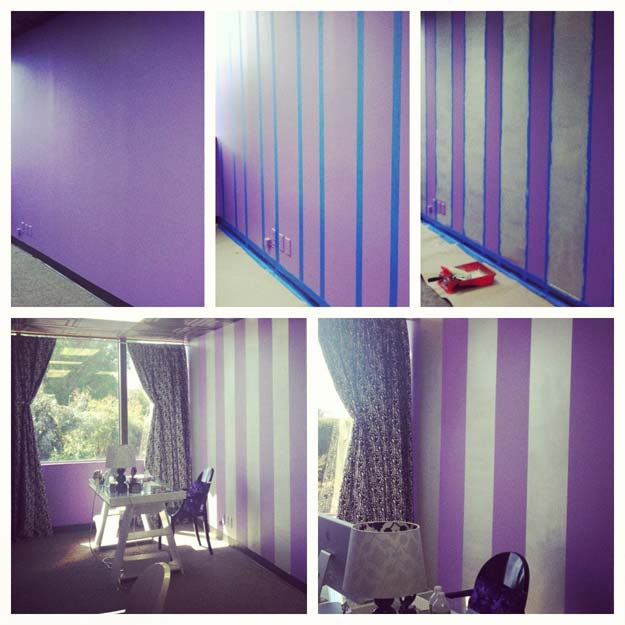 DIY Purple Room Decor - DIY Stripes on a Wall - Best Bedroom Ideas and Projects in Purple - Cool Accessories, Crafts, Wall Art, Lamps, Rugs, Pillows for Adults, Teen and Girls Room 