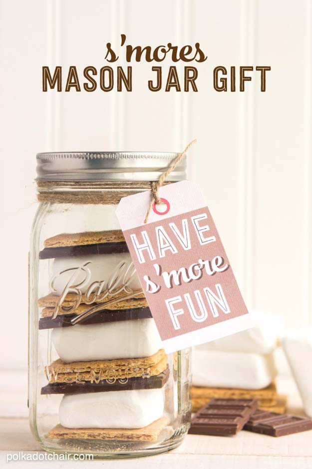 Cute DIY Mason Jar Gift Ideas for Teens - DIY S’mores Mason Jar - Best Christmas Presents, Birthday Gifts and Cool Room Decor Ideas for Girls and Boy Teenagers - Fun Crafts and DIY Projects for Snow Globes, Dollar Store Crafts and Valentines for Kids