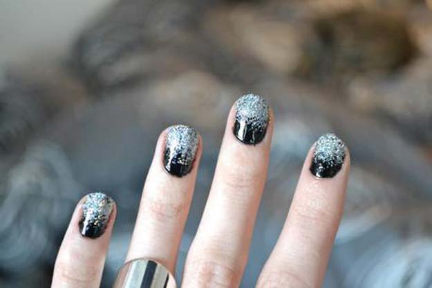 Cool DIY Nail Art Designs and Patterns for Christmas and Holidays -DIY Snowy Glitter Nails - Do It Yourself Manicure Ideas With Christmas Trees, Candy Canes, Snowflakes and Glittery Designs for Holiday Nails - Step by Step Tutorials and Instructions #nailart #christmasnails #naildesigns
