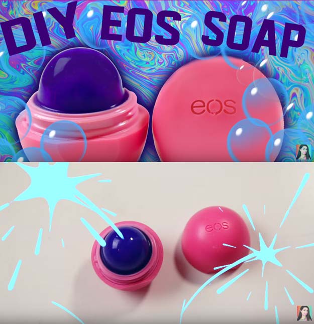 Best DIY EOS Projects - DIY EOS Soap - Turn Old EOS Containers Into Cool Crafts Ideas Like Lip Balm, Galaxy, Gumball Machine, and Watermelon - Fun, Cheap and Easy DIY Projects Tutorials and Videos for Teens, Tweens, Kids and Adults s
