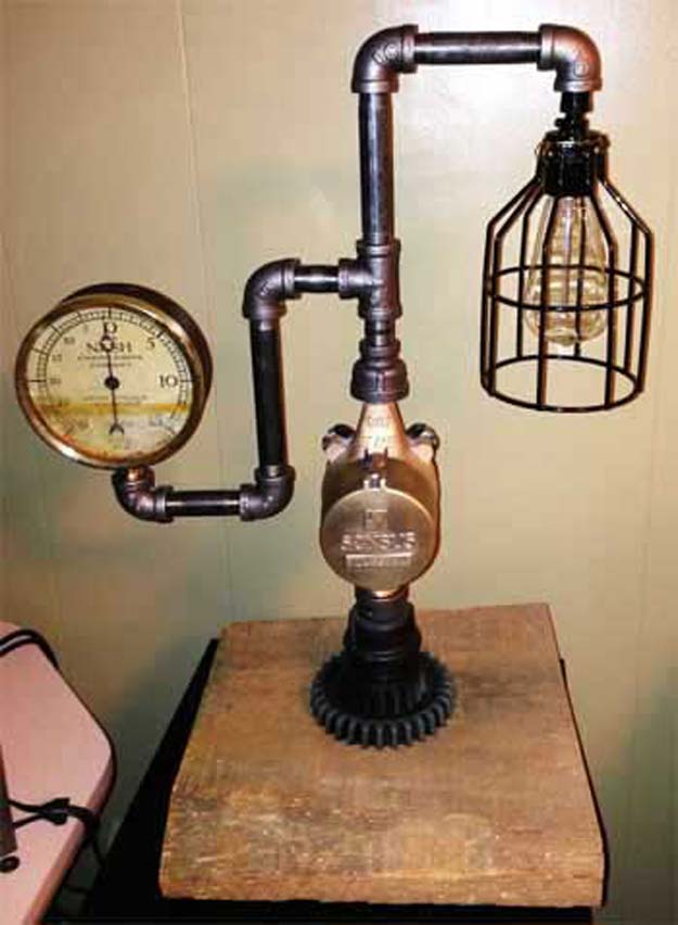 Cool Steampunk DIY Ideas - DIY Steampunk Lamp - Easy Home Decor, Costume Ideas, Jewelry, Crafts, Furniture and Steampunk Fashion Tutorials - Clothes, Accessories and Best Step by Step Tutorials - Creative DIY Projects for Adults, Teens and Tweens