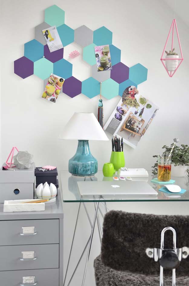 DIY Wall Art Ideas for Teen Rooms - DIY Cute Honeycomb Pin Board - Cheap and Easy Wall Art Projects for Teenagers - Girls and Boys Crafts for Walls in Bedrooms - Fun Home Decor on A Budget - Cool Canvas Art, Paintings and DIY Projects for Teens 