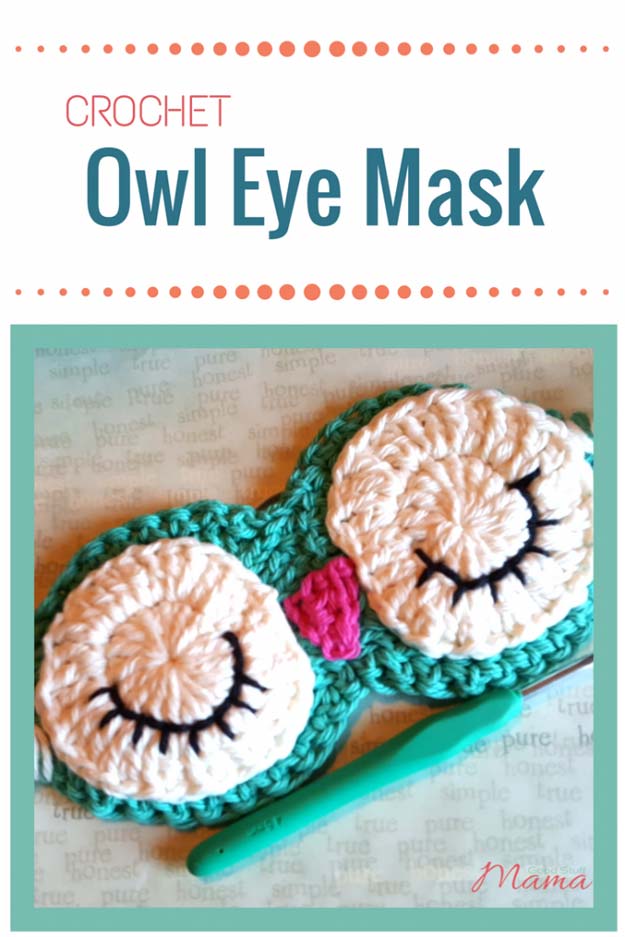Crochet Patterns and Projects for Teens - Crochet Owl Eye Mask - Best Free Patterns and Tutorials for Crocheting Cute DIY Gifts, Room Decor and Accessories - How To for Beginners - Learn How To Make a Headband, Scarf, Hat, Animals and Clothes DIY Projects and Crafts for Teenagers #crochet #crafts #teencrafts #freecrochet #crochetpatterns
