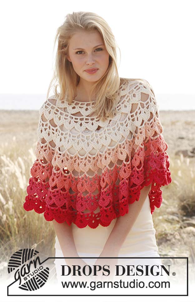 Crochet Patterns and Projects for Teens - Crochet DROPS poncho in "Paris" - Best Free Patterns and Tutorials for Crocheting Cute DIY Gifts, Room Decor and Accessories - How To for Beginners - Learn How To Make a Headband, Scarf, Hat, Animals and Clothes DIY Projects and Crafts for Teenagers #crochet #crafts #teencrafts #freecrochet #crochetpatterns