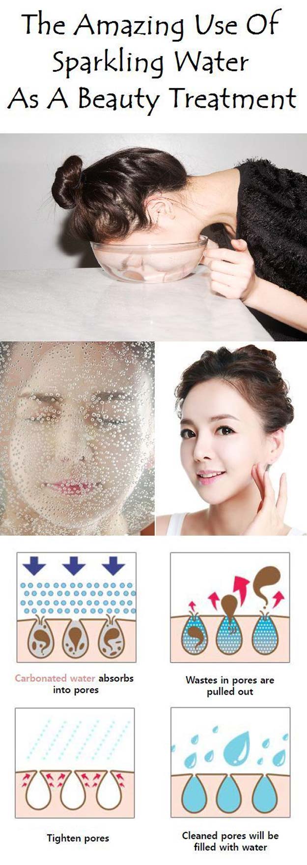  Best Beauty Hacks - Wash Face with Sparkling Water - Easy Makeup Tutorials and Makeup Ideas for Teens, Beginners, Women, Teenagers - Cool Tips and Tricks for Mascara, Lipstick, Foundation, Hair, Blush, Eyeshadow, Eyebrows and Eyes - Step by Step Tutorials and How To #beautyhacks #beautyideas #makeuptutorial #makeuphakcs #makeup #hair #teens