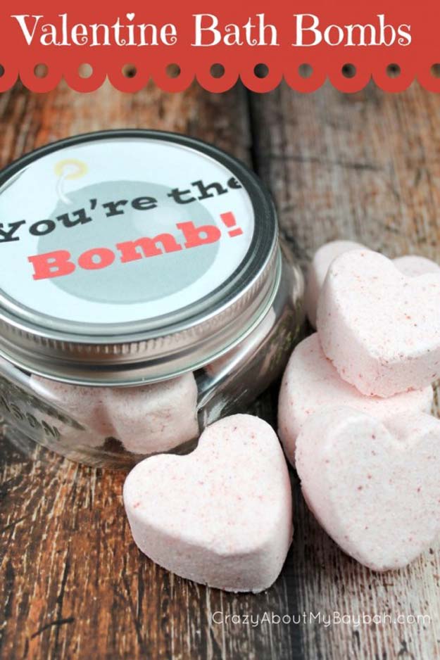 DIY Valentine Gifts - Valentine Bath Bombs - Gifts for Her and Him, Teens, Teenagers and Tweens - Mason Jar Ideas, Homemade Cards, Cheap and Easy Gift Ideas for Valentine Presents 