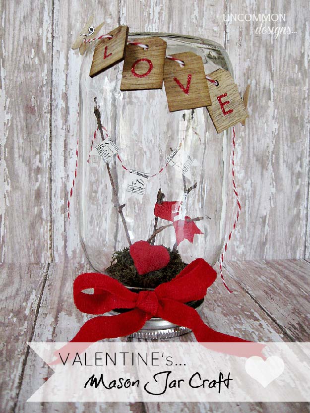 DIY Valentine Decor Ideas - Valentine Mason Jar Craft - Cute and Easy Home Decor Projects for Valentines Day Decorating - Best Homemade Valentine Decorations for Home, Tables and Party, Kids and Outdoor - Romantic Vintage Ideas - Cheap Dollar Store and Dollar Tree Crafts 
