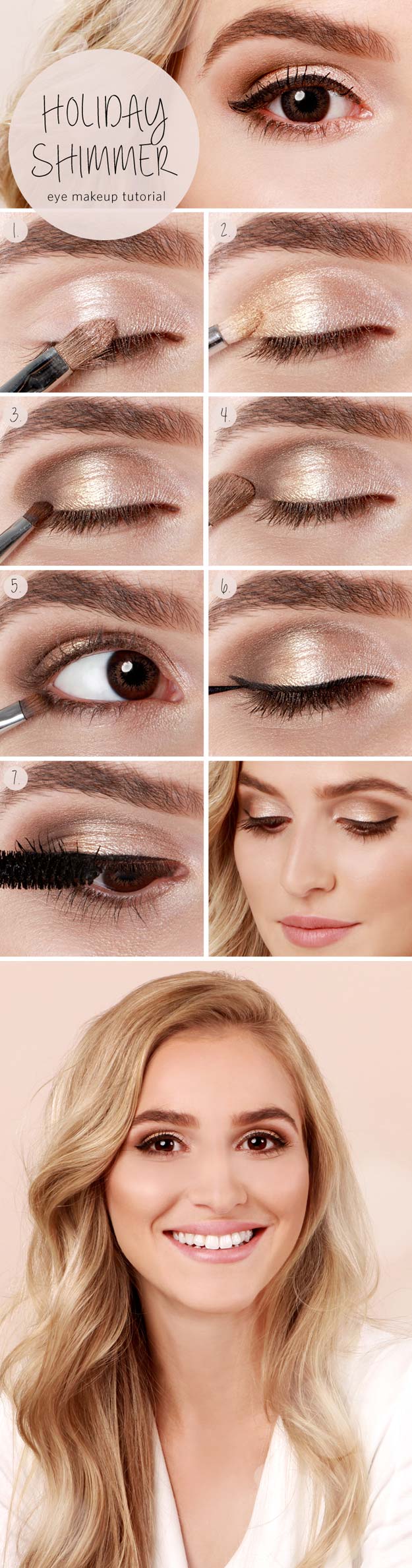 Best Makeup Tutorials for Teens -Holiday Shimmer Eye Tutorial - Easy Makeup Ideas for Beginners - Step by Step Tutorials for Foundation, Eye Shadow, Lipstick, Cheeks, Contour, Eyebrows and Eyes - Awesome Makeup Hacks and Tips for Simple DIY Beauty - Day and Evening Looks 