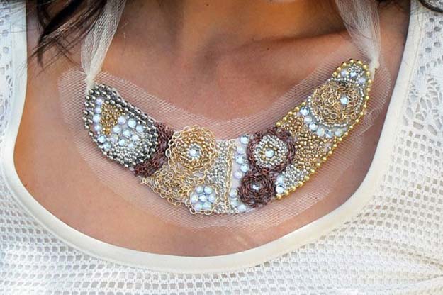 DIY Necklace Ideas - Sparkling Tulle Necklace - Pendant, Beads, Statement, Choker, Layered Boho, Chain and Simple Looks - Creative Jewlery Making Ideas for Women and Teens, Girls - Crafts and Cool Fashion Ideas for Teenagers 