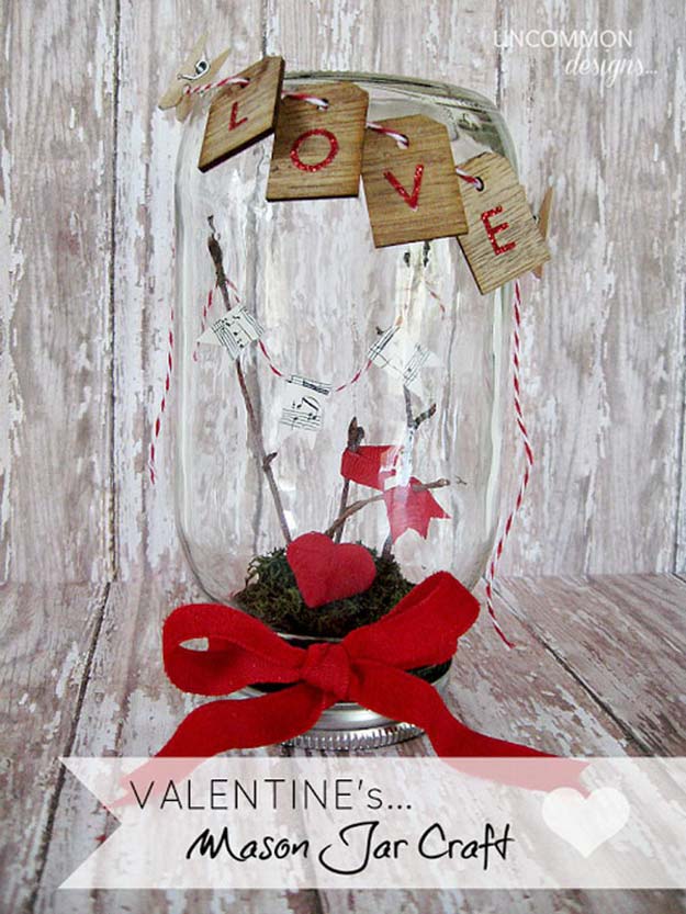 Best Mason Jar Valentine Crafts - Mason Love Jar Valentine’s Day Setting - Cute Mason Jar Valentines Day Gifts and Crafts | Easy DIY Ideas for Valentines Day for Homemade Gift Giving and Room Decor | Creative Home Decor and Craft Projects for Teens, Teenagers, Kids and Adults 