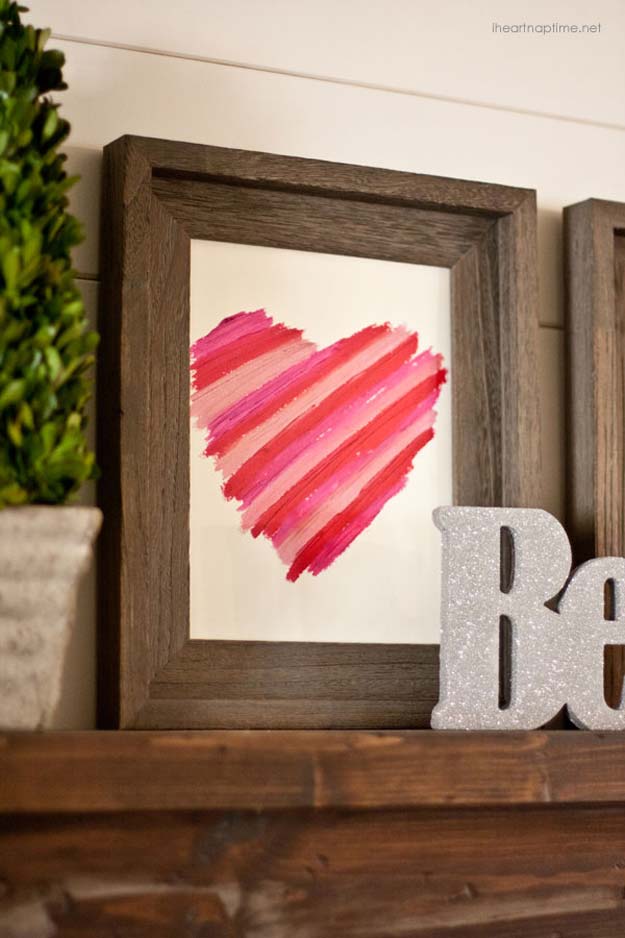 DIY Valentine Decor Ideas - DIY Lipstick Art - Cute and Easy Home Decor Projects for Valentines Day Decorating - Best Homemade Valentine Decorations for Home, Tables and Party, Kids and Outdoor - Romantic Vintage Ideas - Cheap Dollar Store and Dollar Tree Crafts 