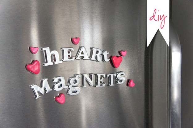 DIY Valentine Gifts - Heart Magnets - Gifts for Her and Him, Teens, Teenagers and Tweens - Mason Jar Ideas, Homemade Cards, Cheap and Easy Gift Ideas for Valentine Presents 