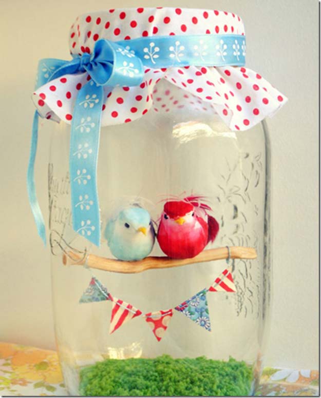 Best Mason Jar Valentine Crafts - Love Birds in A Jar - Cute Mason Jar Valentines Day Gifts and Crafts | Easy DIY Ideas for Valentines Day for Homemade Gift Giving and Room Decor | Creative Home Decor and Craft Projects for Teens, Teenagers, Kids and Adults 