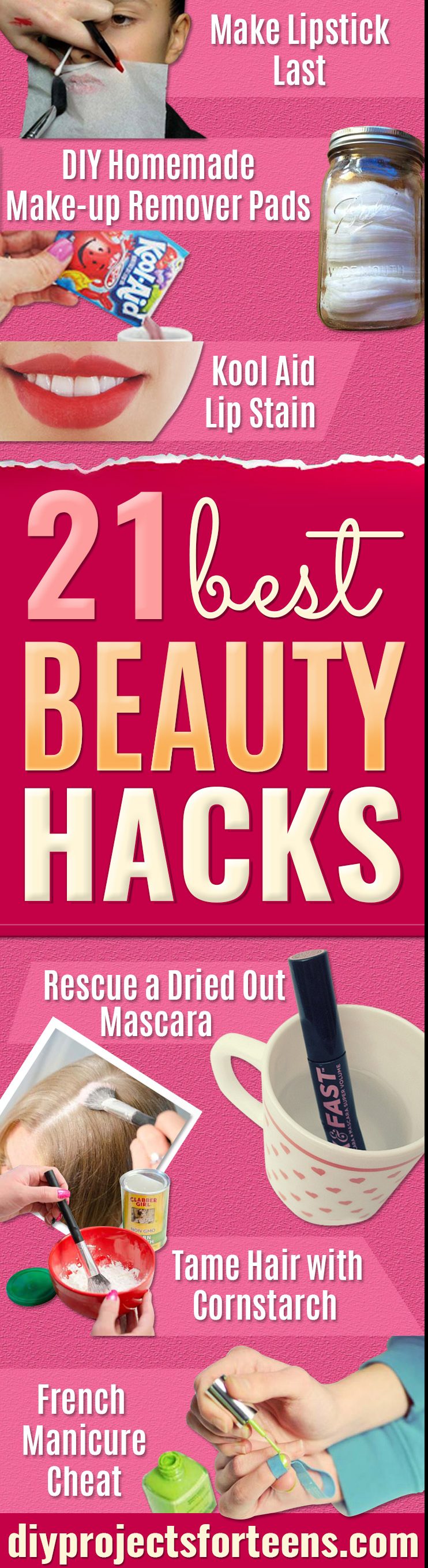 Best Beauty Hacks - Easy Makeup Tutorials and Makeup Ideas for Teens, Beginners, Women, Teenagers - Cool Tips and Tricks for Mascara, Lipstick, Foundation, Hair, Blush, Eyeshadow, Eyebrows and Eyes - Step by Step Tutorials and How To #beautyhacks #beautyideas #makeuptutorial #makeuphakcs #makeup #hair #teens