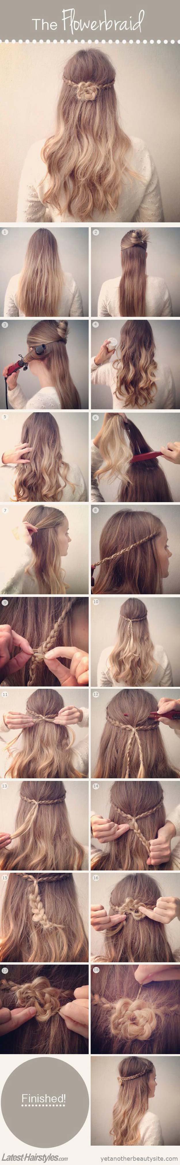 Best Hair Braiding Tutorials - How to Braid Your Hair Into a Pretty Flower - Easy Step by Step Tutorials for Braids - How To Braid Fishtail, French Braids, Flower Crown, Side Braids, Cornrows, Updos - Cool Braided Hairstyles for Girls, Teens and Women - School, Day and Evening, Boho, Casual and Formal Looks #hairstyles #braiding #braidingtutorials #diyhair 
