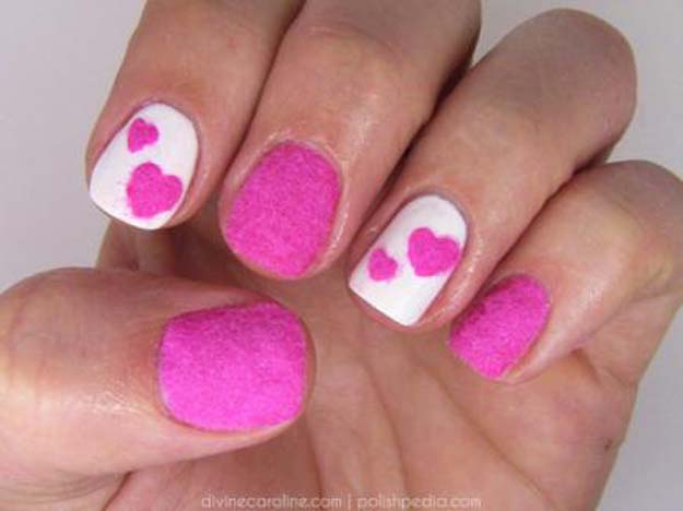 Valentine Nail Art Ideas - Velvet Heart Nail Art - Cute and Cool Looks For Valentines Day Nails - Hearts, Gradients, Red, Black and Pink Designs - Easy Ideas for DIY Manicures with Step by Step Tutorials - Fun Ideas for Teens, Teenagers and Women 
