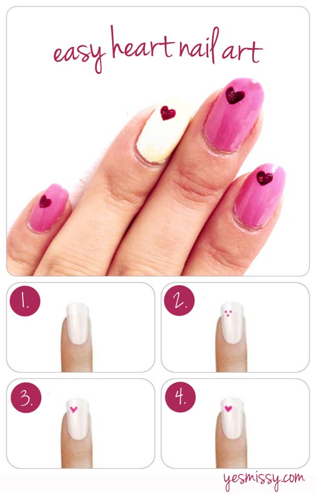 Valentine Nail Art Ideas - How to Create Heart Nail Designs - Cute and Cool Looks For Valentines Day Nails - Hearts, Gradients, Red, Black and Pink Designs - Easy Ideas for DIY Manicures with Step by Step Tutorials - Fun Ideas for Teens, Teenagers and Women 