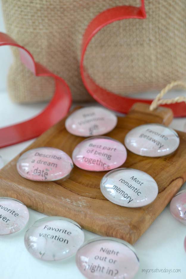 DIY Valentine Gifts - Valentine Conversation Stones - Gifts for Her and Him, Teens, Teenagers and Tweens - Mason Jar Ideas, Homemade Cards, Cheap and Easy Gift Ideas for Valentine Presents 