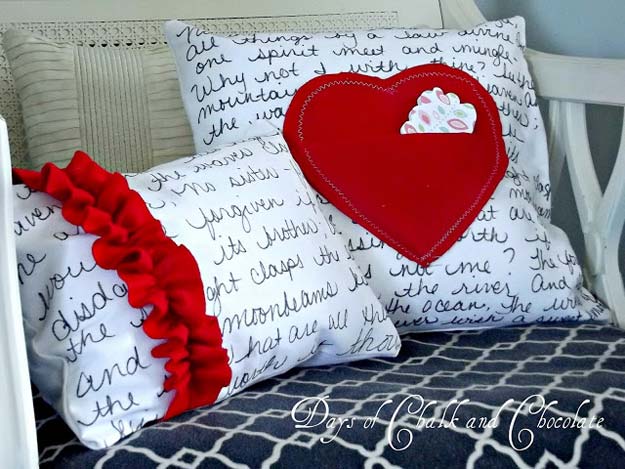 DIY Valentine Decor Ideas - Love Note Pillows and A Question - Cute and Easy Home Decor Projects for Valentines Day Decorating - Best Homemade Valentine Decorations for Home, Tables and Party, Kids and Outdoor - Romantic Vintage Ideas - Cheap Dollar Store and Dollar Tree Crafts 