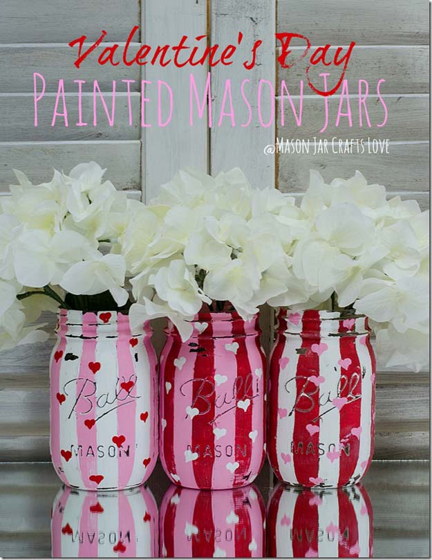 Best Mason Jar Valentine Crafts - Valentine Heart Jars - Cute Mason Jar Valentines Day Gifts and Crafts | Easy DIY Ideas for Valentines Day for Homemade Gift Giving and Room Decor | Creative Home Decor and Craft Projects for Teens, Teenagers, Kids and Adults 