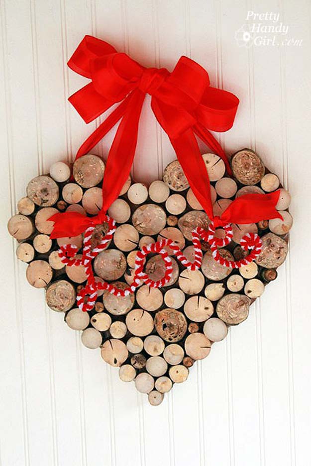 DIY Valentine Decor Ideas - A Valentine’s Day Wreath from Tree Branches - Cute and Easy Home Decor Projects for Valentines Day Decorating - Best Homemade Valentine Decorations for Home, Tables and Party, Kids and Outdoor - Romantic Vintage Ideas - Cheap Dollar Store and Dollar Tree Crafts 