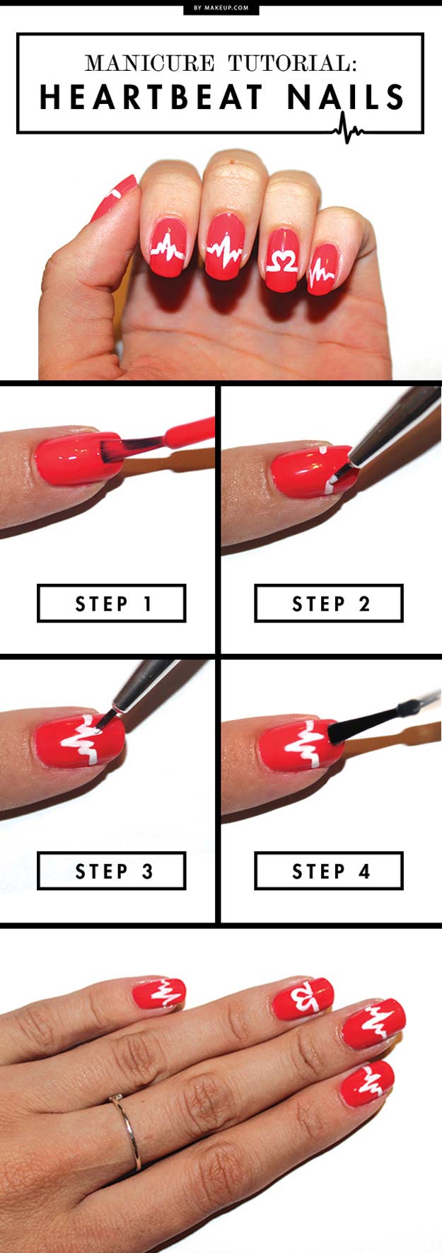 Valentine Nail Art Ideas - Heartbeat Nails - Cute and Cool Looks For Valentines Day Nails - Hearts, Gradients, Red, Black and Pink Designs - Easy Ideas for DIY Manicures with Step by Step Tutorials - Fun Ideas for Teens, Teenagers and Women 