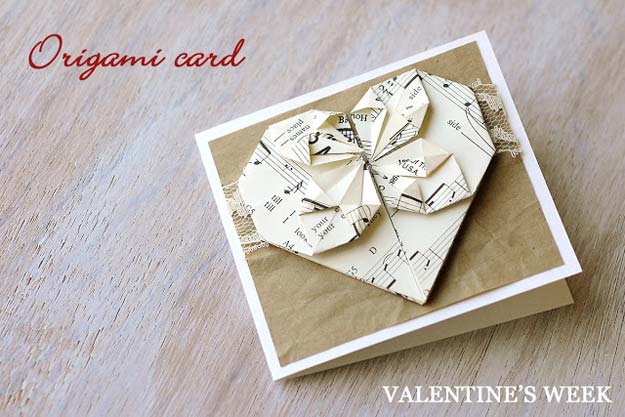 DIY Valentine Gifts - Origami Valentine's Day Card - Gifts for Her and Him, Teens, Teenagers and Tweens - Mason Jar Ideas, Homemade Cards, Cheap and Easy Gift Ideas for Valentine Presents 