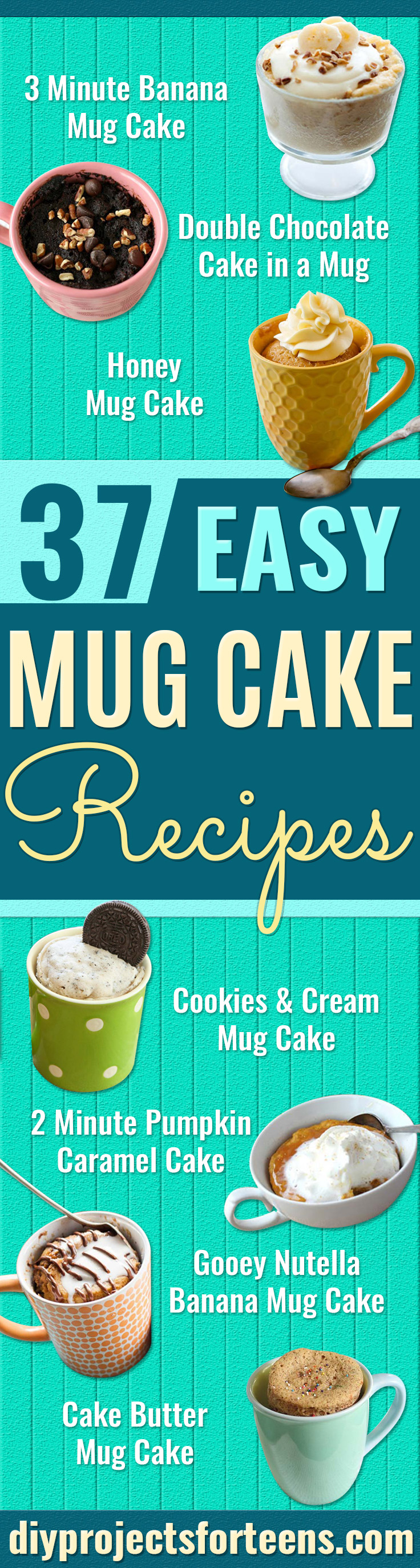 Easy Mug Cake Recipes - Best Microwave Cakes and Ideas for Baking Cake in The Microwave - Chocolate, Vanilla, Healthy, Snickerdoodle, Peanut Butter, Brownie and Nutella - Step by Step Tutorials and Instructions - Best DIY Projects and Recipes for Teens and Teenagers 