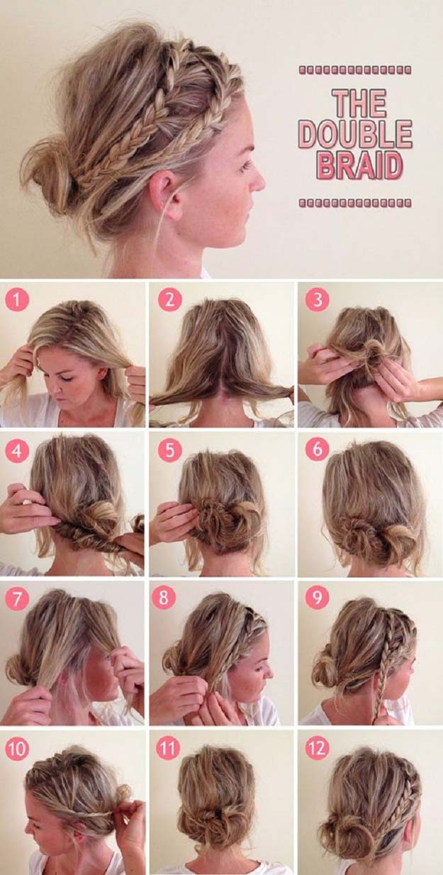Best Hair Braiding Tutorials - Double Braid - Easy Step by Step Tutorials for Braids - How To Braid Fishtail, French Braids, Flower Crown, Side Braids, Cornrows, Updos - Cool Braided Hairstyles for Girls, Teens and Women - School, Day and Evening, Boho, Casual and Formal Looks #hairstyles #braiding #braidingtutorials #diyhair 