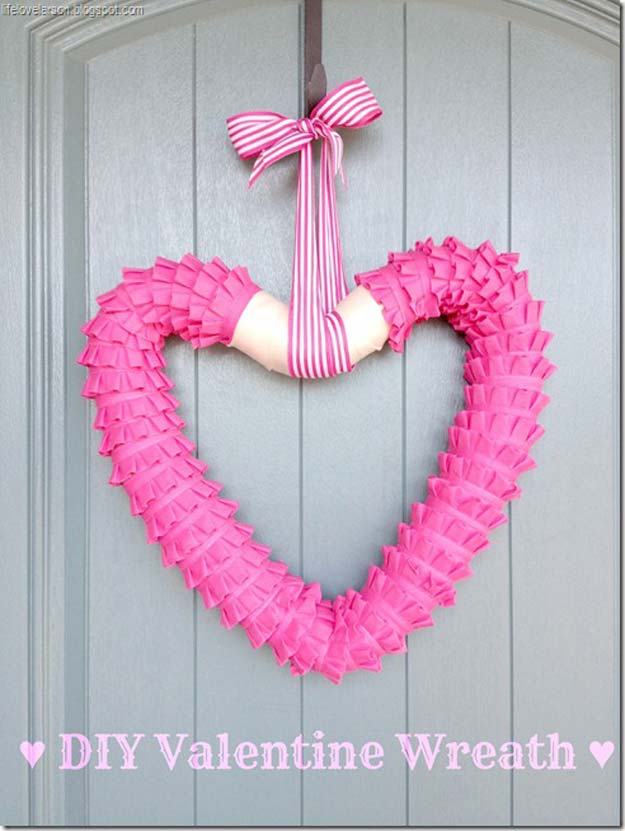DIY Valentine Decor Ideas - DIY Valentine Wreath - Cute and Easy Home Decor Projects for Valentines Day Decorating - Best Homemade Valentine Decorations for Home, Tables and Party, Kids and Outdoor - Romantic Vintage Ideas - Cheap Dollar Store and Dollar Tree Crafts 