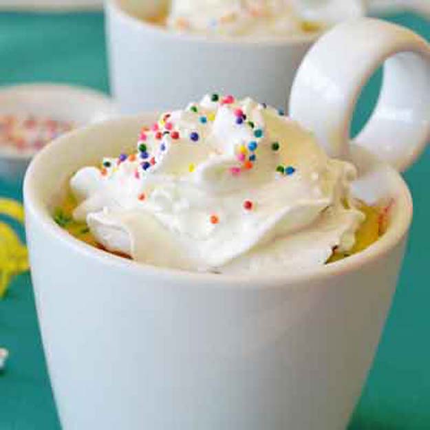 Easy Mug Cake Recipes - Birthday Party Mug Cake - Best Microwave Cakes and Ideas for Baking Ckae in The Microwave - Chocolate, Vanilla, Healthy, Snickerdoodle, Peanut Butter, Bownie and Nutella - Step by Step Tutorials and Instructions - Besy DIY Projects and Recipes for Teens and Teenagers - 